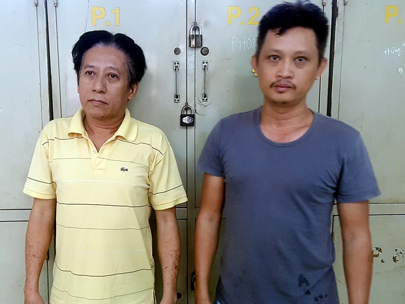 Kiệt và soạn bị cơ quan công an bắt giữ. Ảnh công an cung cấp 